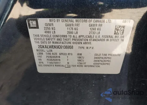 2012 GMC Terrain Slt-2 from USA, damaged, VIN 2GKALWEK9C6136958